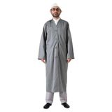 Yarım Astarlı Düğmeli Cepli Buhara Yaka Erkek Cübbe - Gri Gri