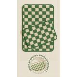 Yarım Ay Paspas Hediyeli Dama Desenli Kaymaz Taban Yıkanabilir 2 Parça Banyo Paspası 60X100 cm Shaggy Chess - Çağla Yeşili