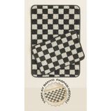 Yarım Ay Paspas Hediyeli Dama Desenli Kaymaz Taban Yıkanabilir 2 Parça Banyo Paspası 60X100 cm Shaggy Chess - Füme