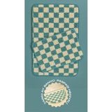 Yarım Ay Paspas Hediyeli Dama Desenli Kaymaz Taban Yıkanabilir 2 Parça Banyo Paspası 60X100 cm Shaggy Chess - Turkuaz