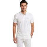 Yarım Fermuarlı Polo Yaka Trender Erkek T-Shirt Modal Beyaz