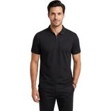 Yarım Fermuarlı Polo Yaka Trender Erkek T-Shirt Modal Siyah - 2XL