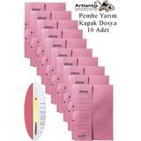 Yarım Kapak Telli Dosya Pembe Karton 10 Adet Karton Yarım Kapaklı Kapsüllü Dosya A4 Boy 24X32 cm Klasör Için Büro Ofis - Standart