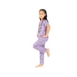 Yarım Kollu Kız Çocuk Ekose Pamuk Pijama Takım Ckp376