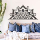 Yarım Mandala Metal Duvar Sanatı Dekoru - Yoga Meditasyon Odası için Karmaşık Bohem Tasarımı Manevi Ev Dekoru - Lotus Çiçeğinden Esinlenen Çakra Duvar Askısı (152 x 77 cm)