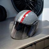 Yarım Model Açık Kask Gri Renk Motosiklet Kaskı L Beden 59/60 cm Geniş Görüş Alanı