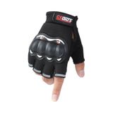 Yarım Parmak Korumalı Paintball Motorcross Bisiklet Motorsiklet Eldiveni Siyah