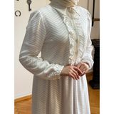 Yarım Pat Fırfırlı ve Astarlı Dantel Elbise 1870 Navra | Fendel - Ekru - 40