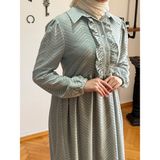 Yarım Pat Fırfırlı ve Astarlı Dantel Elbise 1870 Navra | Fendel - Mint - 44