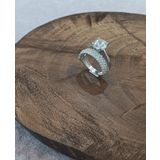 Yarım Tamturlu Tek Taşlı Gümüş Bayan Yüzük YZK-428 17
