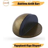 Yarımay Eskitme Antik Sarı Kapı Stoperi Tamponu Metal Kapı Altı Kolu Stopu Durdurucu Tutucu