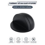 Yarımay Kapı Stopu Mat Siyah Kendinden Yapışkanlı Kapı Durdurucu Delme Gerektirmez Sessiz Çarpma Önleyici Parke Zemine Uyumlu Duvar Koruyucu Pratik Zemin Kapı Stoperi