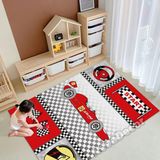 Yarış Arabası Desenli Halı Erkek Çocuk Odası Halısı Modern Araba Halısı Dijital Baskı Oda Halısı (60 x 90 cm)