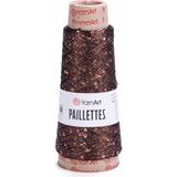 Yarnart Paillettes Payetli Simli Örgü Ipi 50 gr 800 M Super Fine Fantezi Efekt Ipliği - Koyu Kahve