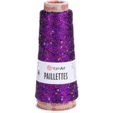 Yarnart Paillettes Payetli Simli Örgü Ipi 50 gr 800 M Super Fine Fantezi Efekt Ipliği - Mor