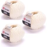 Yarnart Yarn Art Jeans Amigurumi Örgü Ipi 03 Kırık Beyaz Renk Hırka Örgü Ipi Bebek Ipi Punch Ipi 3'lü Paket