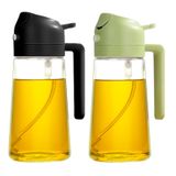 YARRAMATE 2 Adet Zeytinyağı Dispenseri, Pişirme için 2'si 1 Arada Yağ Püskürtücü, 470ml Cam Yeşil Püskürtme Şişesi, Mutfak, Kızartma, Barbekü için Gıda Sınıfı Dispenser ve Sprey