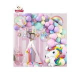 Yaş Karakterli Unicorn Temalı Iyi Ki Doğdun Makaron Balon Doğum Günü Parti Kutlama Seti, 253543453454