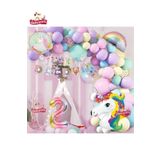 Yaş Karakterli Unicorn Temalı Iyi Ki Doğdun Makaron Balon Doğum Günü Parti Kutlama Seti, 3535445454545