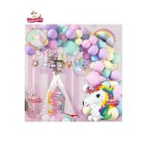 Yaş Karakterli Unicorn Temalı Iyi Ki Doğdun Makaron Balon Doğum Günü Parti Kutlama Seti, 5545442422424