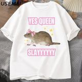 Yas Kraliçe Slay Tmizah Komik Pamuk Kısa Kollu Sıçan T-Shirt Erkek Giyim Harajuku Ret 2891 - Beyaz - XL