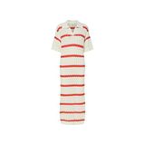 Yas Polo Yaka Çizgili Ekru Uzun Kadın Elbise YASLANA 2/4 MAXI KNIT DRESS S.