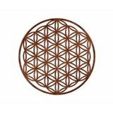 Yaşam Çiçeği Ceviz Doğal Ahşap Kaplama Duvar Dekoru, Flower of Life Geometrik Spiritüel Zen Duvar Sanatı, 60 cm (Çap)