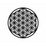 Yaşam Çiçeği Doğal Ahşap Kaplama Siyah Duvar Dekoru, Flower of Life Geometrik Spiritüel Zen Duvar Sanatı, 30 cm (Çap)