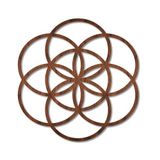 Yaşam Tohumu Ceviz Doğal Ahşap Kaplama Duvar Sanatı, Seed of Life Kutsal Geometri Duvar Dekoru, 60 cm (Çap)