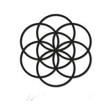 Yaşam Tohumu Doğal Ahşap Kaplama Siyah Duvar Sanatı, Seed of Life Kutsal Geometri Duvar Dekoru, 70 cm (Çap)
