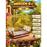 Yaşamsal Ve Üretim Maksatlı Kafes Sarı (46 X 36 X 22 Cm – 3 Kapılı, Camlı, Önden Sürgülü Altlıklı, 3 Ahşap Tünekli Ve 4 Yemlikli Vernikli Pirinç Kuş Kafesi)