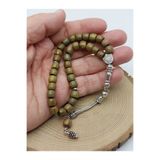 Yasamtohumu Yeşil Sandal Ağacı Kapsül Kesim 33lük Tesbih 7*8mm (56606)