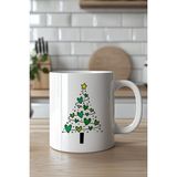 YasBey Design Çam Ağacı Figürlü Kalp Desenli 330ML Baskılı Beyaz Seramik Kupa Bardak - 001 - Beyaz - 330 ml