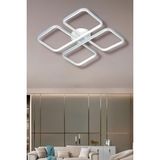 Yasemin White Chrome Tek Renk Modern Plafonyer LED Avize - Beyaz - Krom