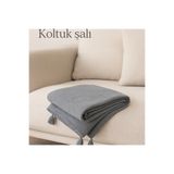 YASEMİNİNEVİ Antrasit Müslin Koltuk Şalı / TV Battaniyesi
