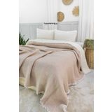YASEMİNİNEVİ Çift Kişilik Bej Rengi 6 Katlı Müslin Yorgan , Yatak Örtüsü 220x240cm