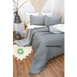 YASEMİNİNEVİ Müslin / Antrasit-gri / Çift Kişilik/ 4 Katlı / 100% Pamuk Pike/yatak Örtüsü