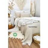 YASEMİNİNEVİ Müslin / Vizon-ekru / Tek Kişilik / 4 Kat / 100% Pamuk Pike/yatak Örtüsü