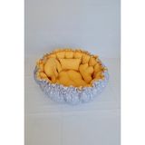Yasetex Tasarım Bebek Oyun Minderi ve Çocuk Uyku Yatağı %100 Pamuk Kumaş Gri Yıldız - Hardal Renk - Hardal Sarısı - 130 x 130 cm