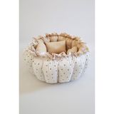 Yasetex Tasarım Bebek Oyun Minderi ve Çocuk Uyku Yatağı %100 Pamuk Kumaş Puantiye Vanilya Renk - Çok Renkli - 130 x 130 cm