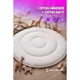 Yasetex Tasarım Pofuduk Bebek Oyun Minderi 100 cm Pamuklu Çocuk Oyun Matı Yer Yatağı - Beyaz - 100 x 100 cm