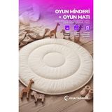 Yasetex Tasarım Pofuduk Bebek Oyun Minderi 100 cm Pamuklu Çocuk Oyun Matı Yer Yatağı - Ekru - 100 x 100 cm
