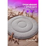 Yasetex Tasarım Pofuduk Bebek Oyun Minderi 100 cm Pamuklu Çocuk Oyun Matı Yer Yatağı - Gri - 100 x 100 cm