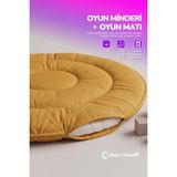 Yasetex Tasarım Pofuduk Bebek Oyun Minderi 100 cm Pamuklu Çocuk Oyun Matı Yer Yatağı - Hardal Sarısı - 100 x 100 cm