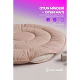 Yasetex Tasarım Pofuduk Bebek Oyun Minderi 100 cm Pamuklu Çocuk Oyun Matı Yer Yatağı - Kahverengi - 100 x 100 cm