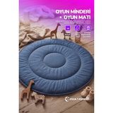 Yasetex Tasarım Pofuduk Bebek Oyun Minderi 100 cm Pamuklu Çocuk Oyun Matı Yer Yatağı - Mavi - 100 x 100 cm
