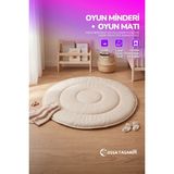 Yasetex Tasarım Pofuduk Bebek Oyun Minderi 100 cm Pamuklu Çocuk Oyun Matı Yer Yatağı - Renkli - 100 x 100 cm