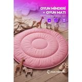 Yasetex Tasarım Pofuduk Bebek Oyun Minderi 100 cm Pamuklu Çocuk Oyun Matı Yer Yatağı - Şeker Pembesi - 100 x 100 cm