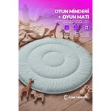 Yasetex Tasarım Pofuduk Bebek Oyun Minderi 100 cm Pamuklu Çocuk Oyun Matı Yer Yatağı - Yeşil - 100 x 100 cm