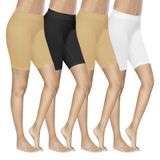 YaShaer Kadın Slip Şort Elbiseler için Yüksek Bel Yoga Bisiklet Yaz Şort Boyshort Külot 4 Paket, Renk 01: Siyah+beyaz++, S